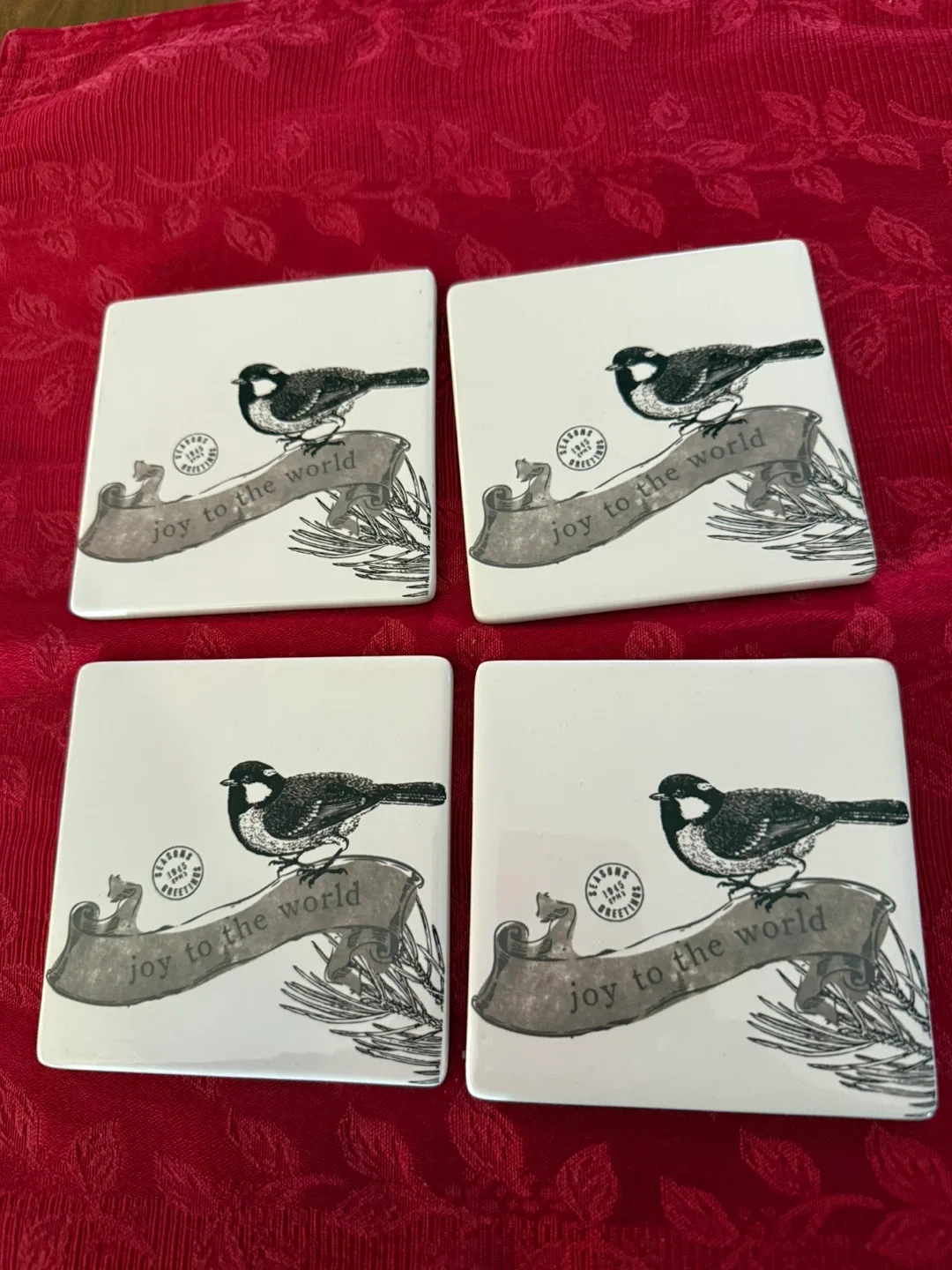 Set of 4 'Joy to the World' Coasters 🥕