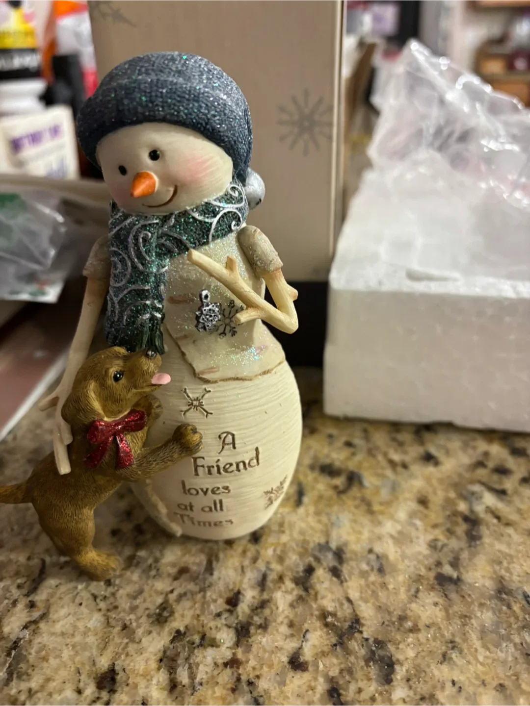 BirchHearts Snowman & Dog Figurine