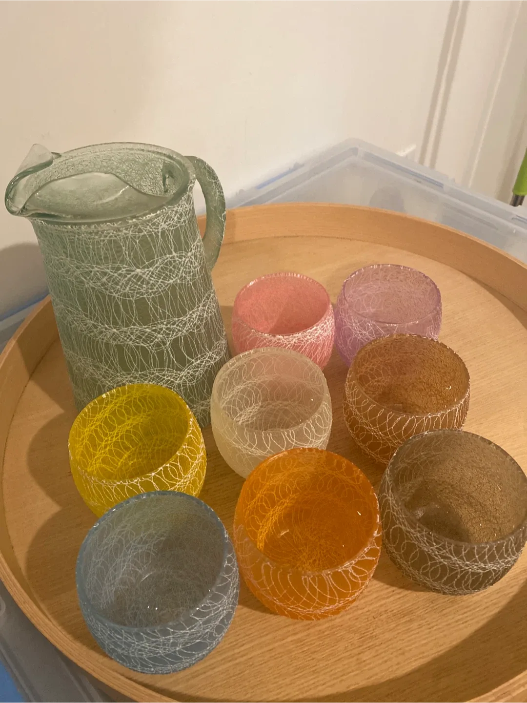 Pitcher and 8 Colorful Cups thumbnail