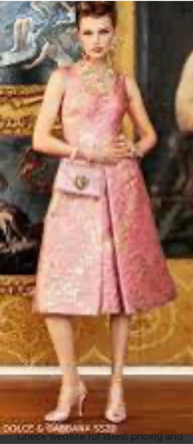 Dolce & Gabbana Women's Pink Pleated Brocade Mini Dres image indicator(5)