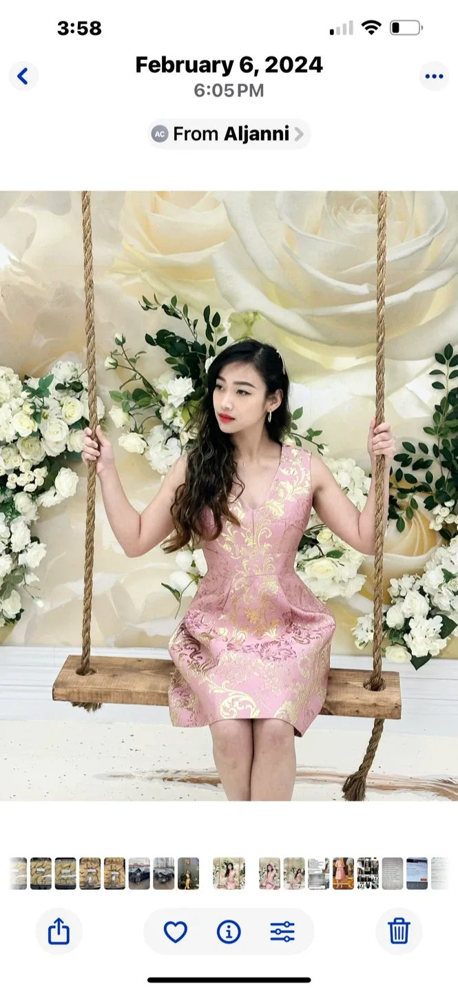 Dolce & Gabbana Women's Pink Pleated Brocade Mini Dres image indicator(6)