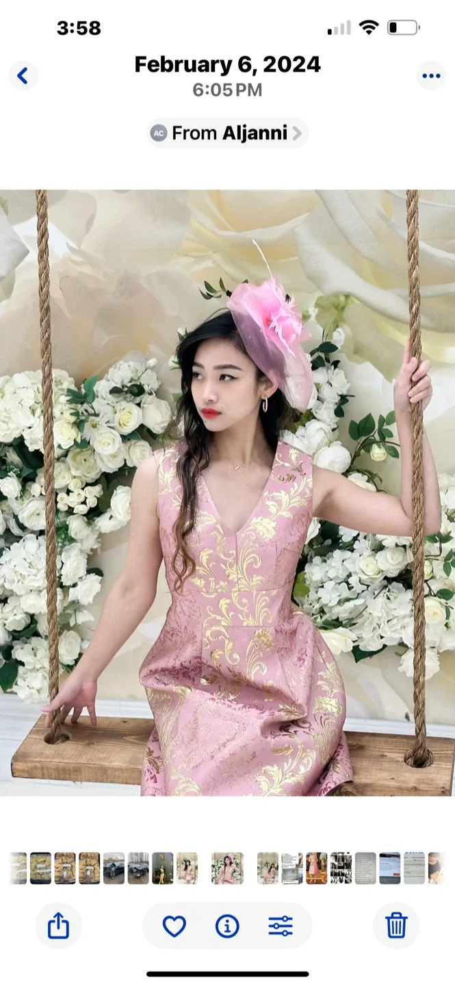 Dolce & Gabbana Women's Pink Pleated Brocade Mini Dres image indicator(3)