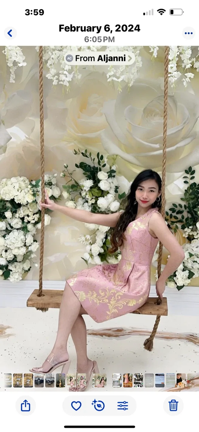 Dolce & Gabbana Women's Pink Pleated Brocade Mini Dres image indicator(2)