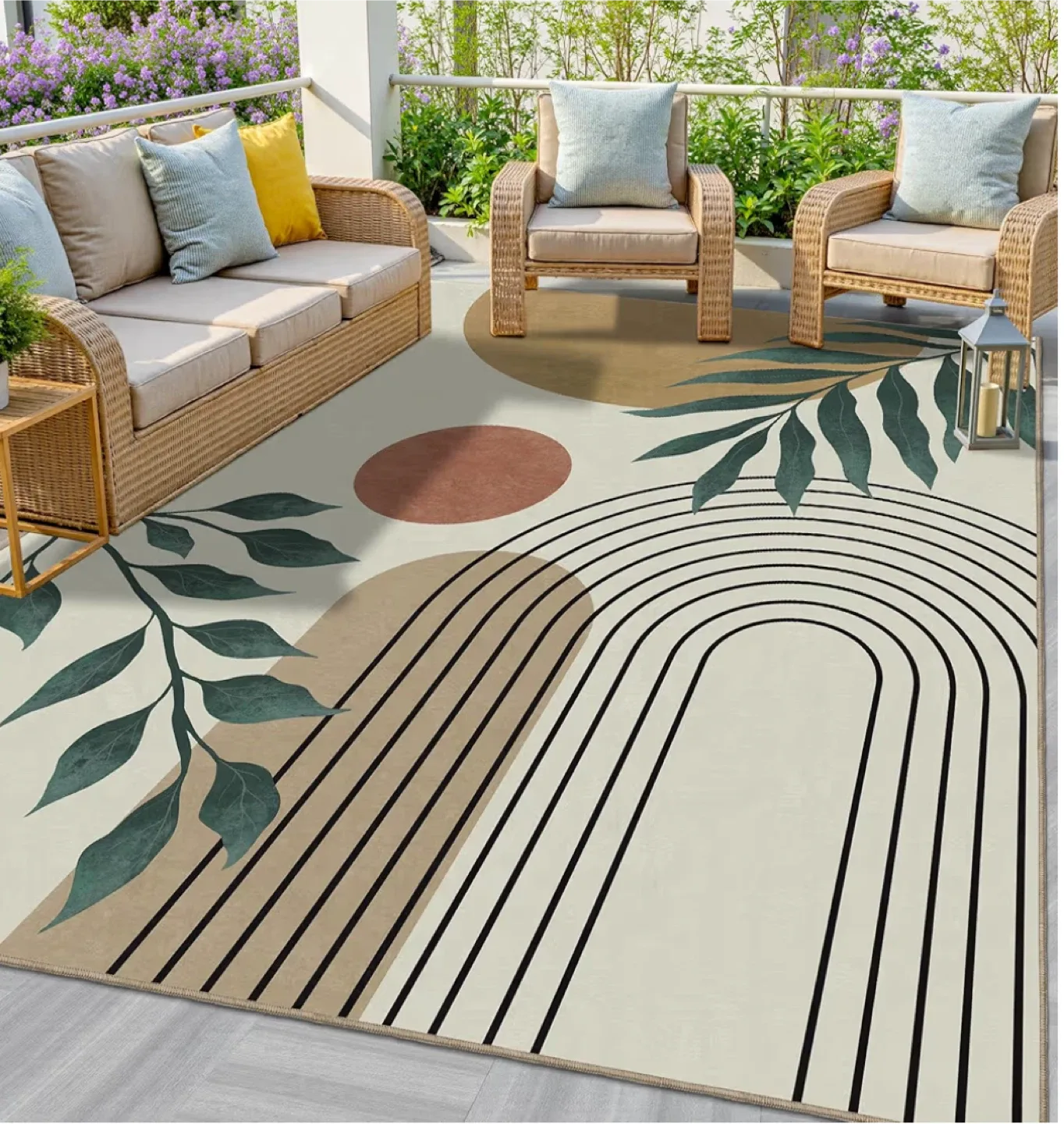 Abstract Pattern Area Rug - Skin Friendly & Non-Slip image indicator(6)