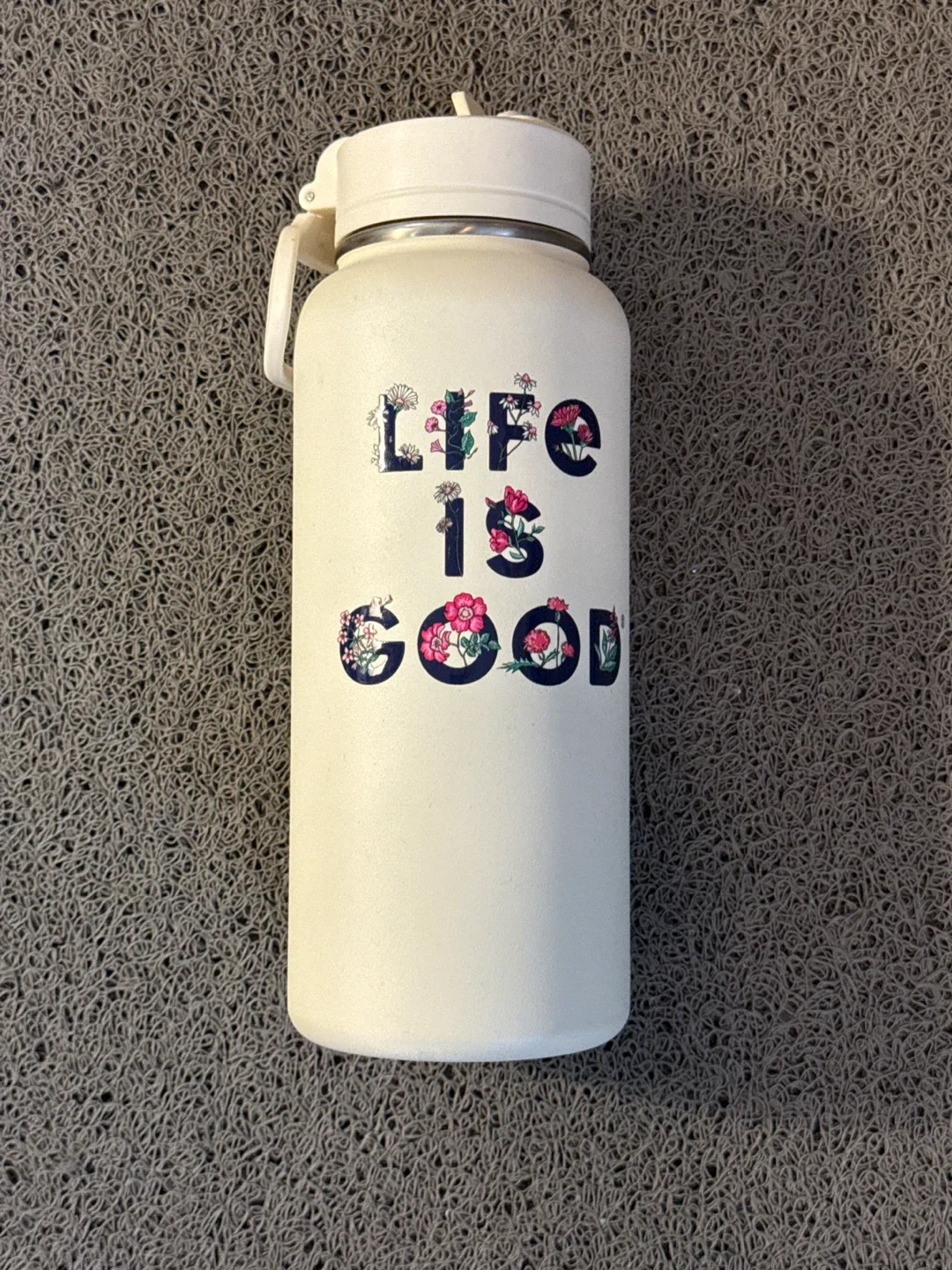Life is Good Water Bottle, White thumbnail