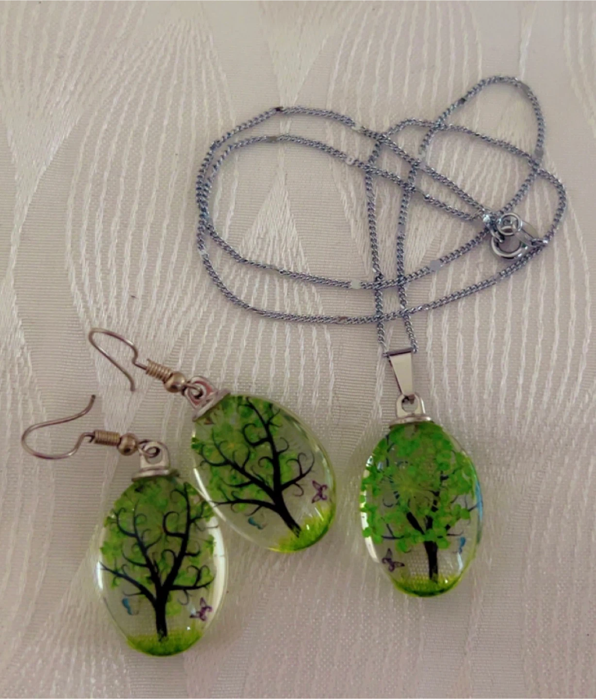 Handmade Tree of Life Necklace & Earrings Set