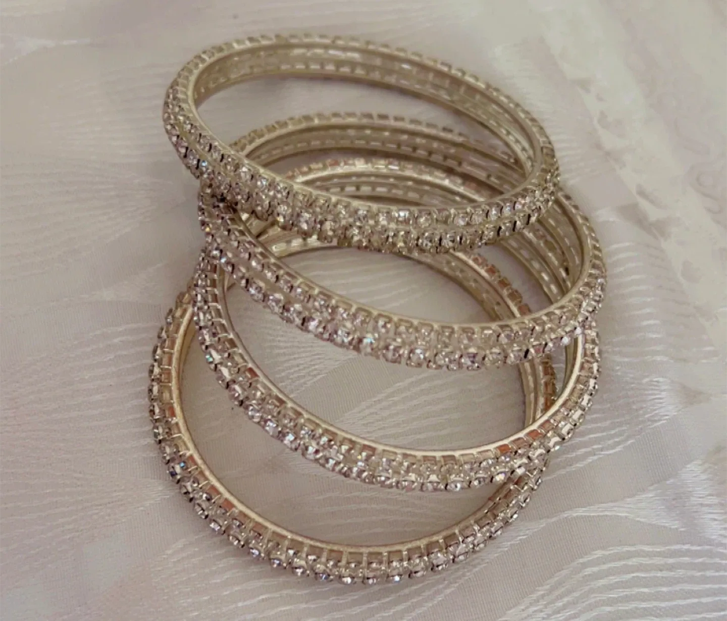 Set of Silver Rhinestone Bangles