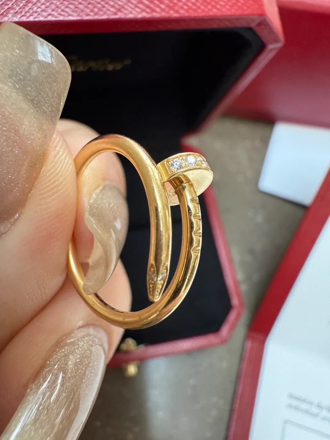 Authentic preloved Cartier yellow gold ring with diamonds image indicator(3)