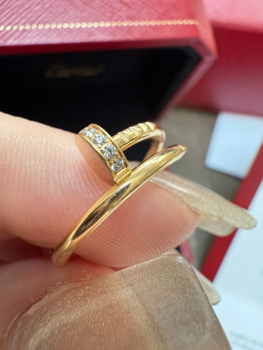 Authentic preloved Cartier yellow gold ring with diamonds image indicator(2)