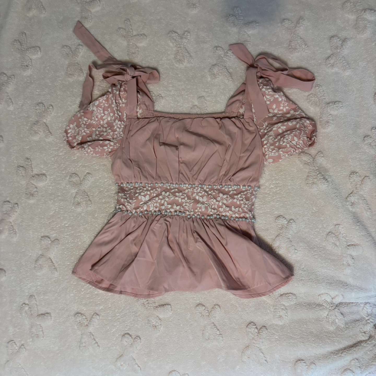 Pink Floral Sleeve Blouse