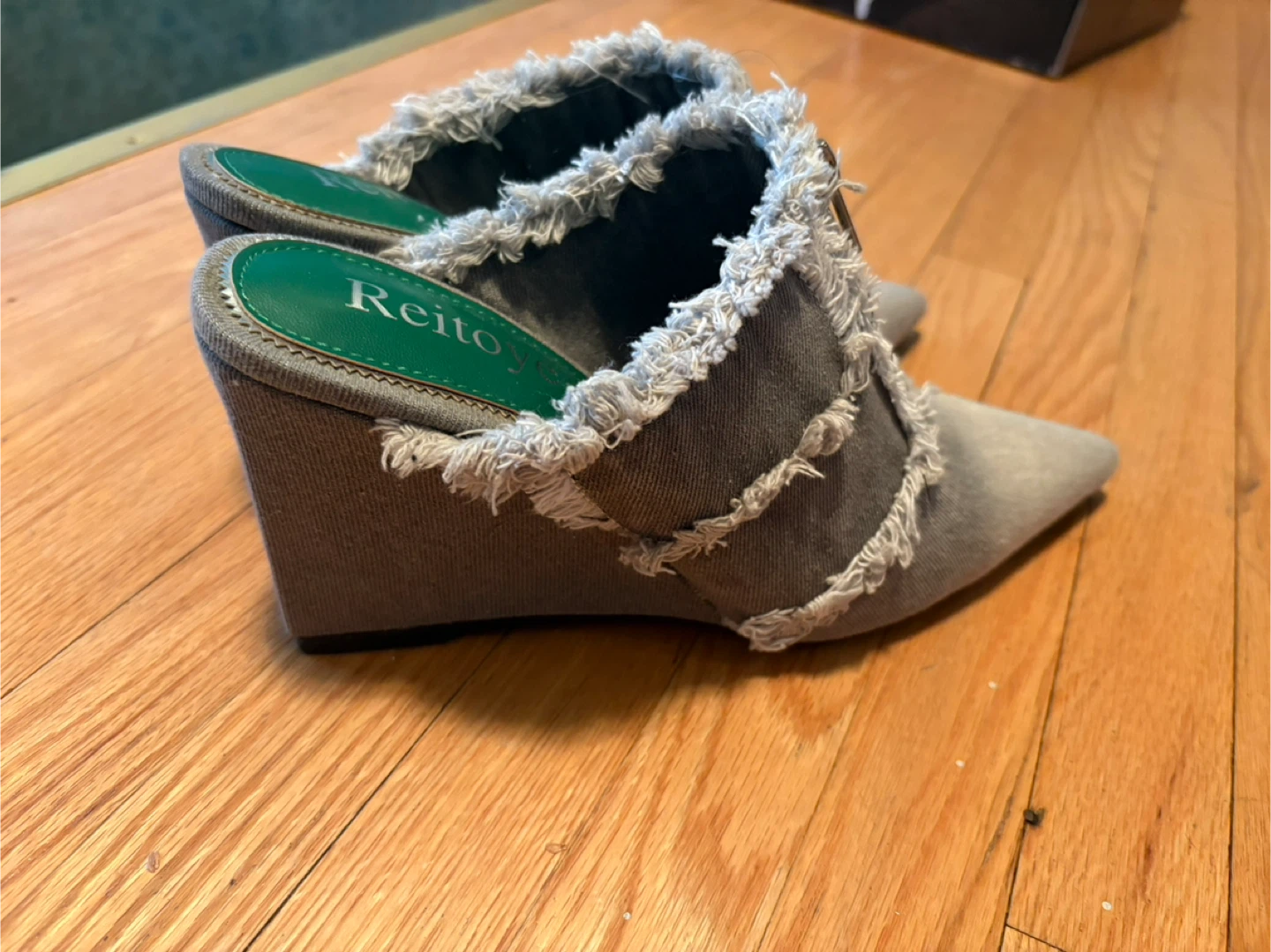 Denim Wedge Mules, Size 8 - photo 2