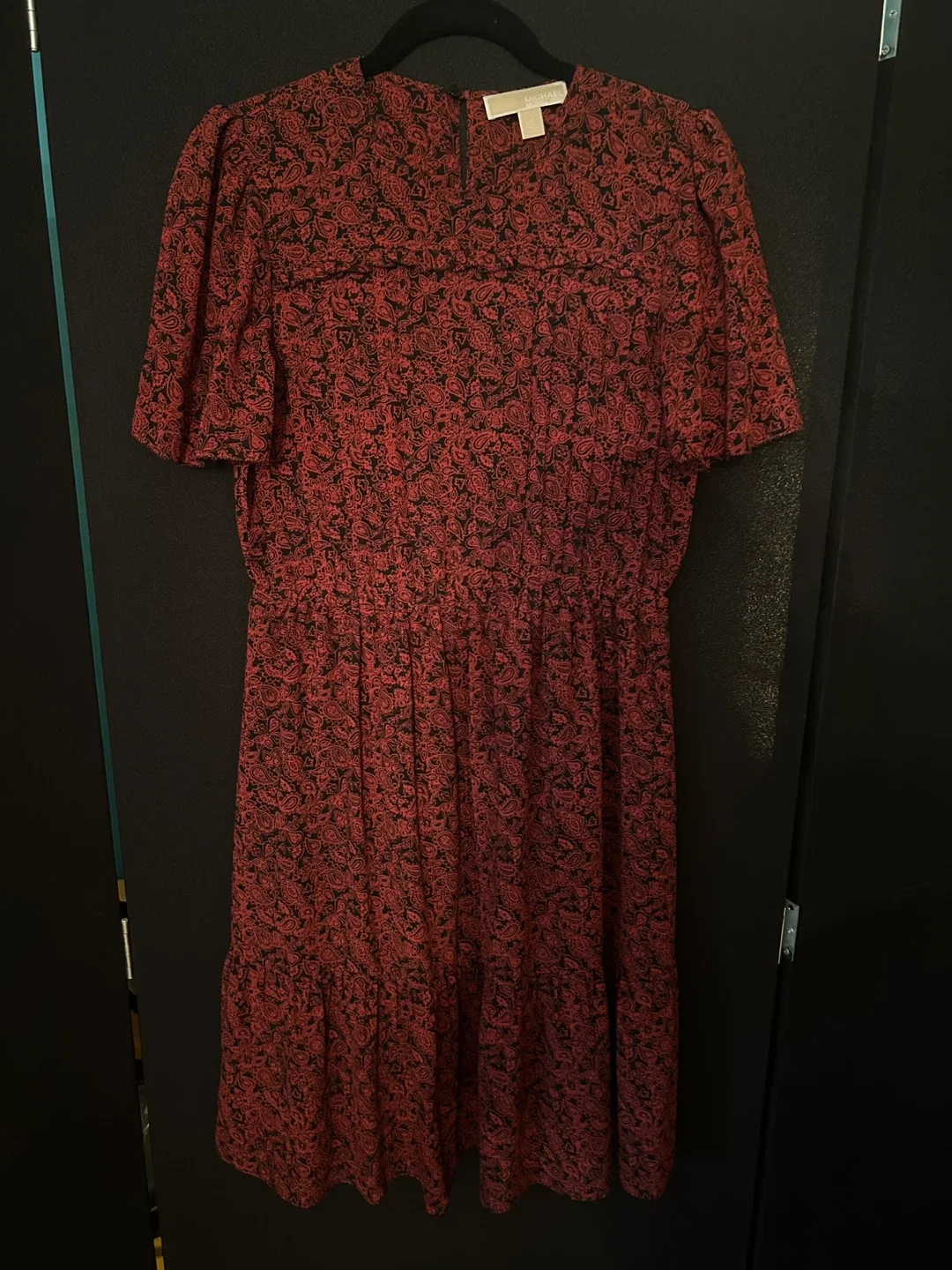 Michael Kors Red & Black Paisley Dress - Size M thumbnail