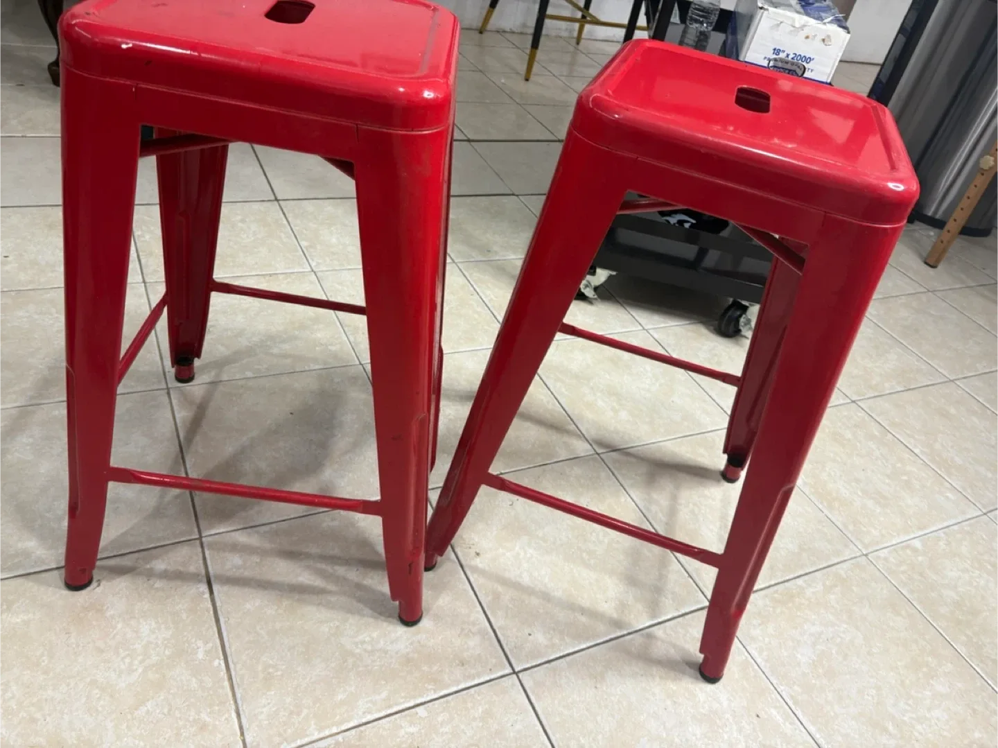 Red Metal Bar Stools - Set of 2 image indicator(2)