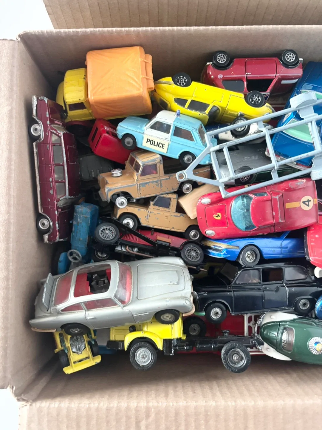 Two boxes full of vintage corgi diecasts toy cars image indicator(2)