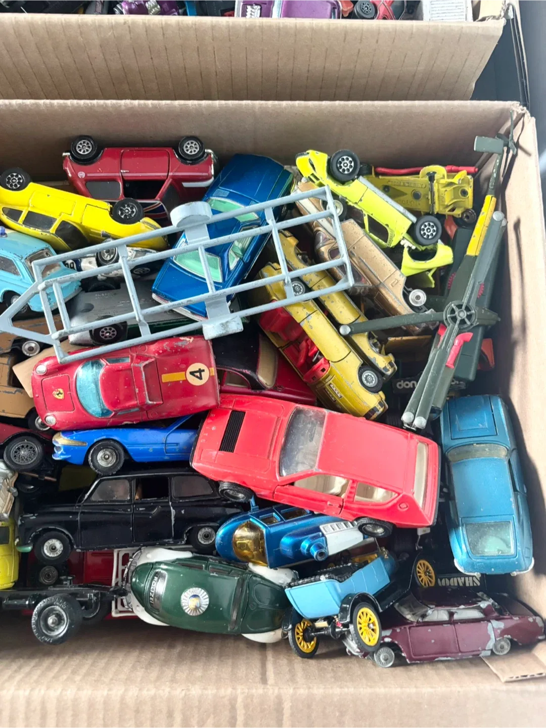Two boxes full of vintage corgi diecasts toy cars image indicator(3)