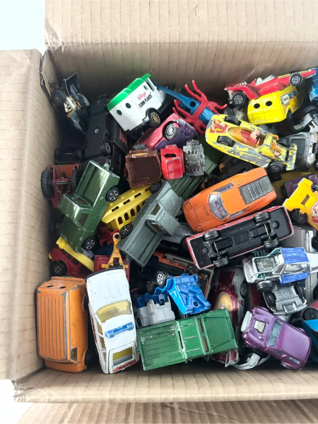 Two boxes full of vintage corgi diecasts toy cars image indicator(4)