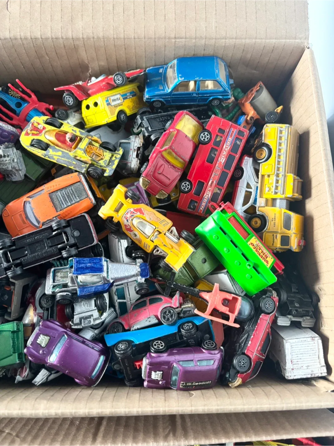 Two boxes full of vintage corgi diecasts toy cars image indicator(5)