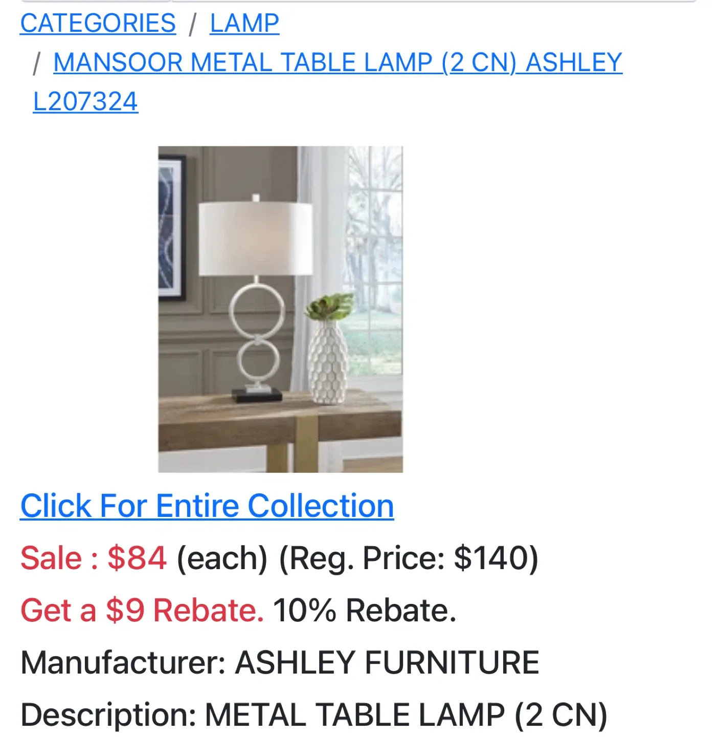 Ashley Mansoor Metal Table Lamp image indicator(3)