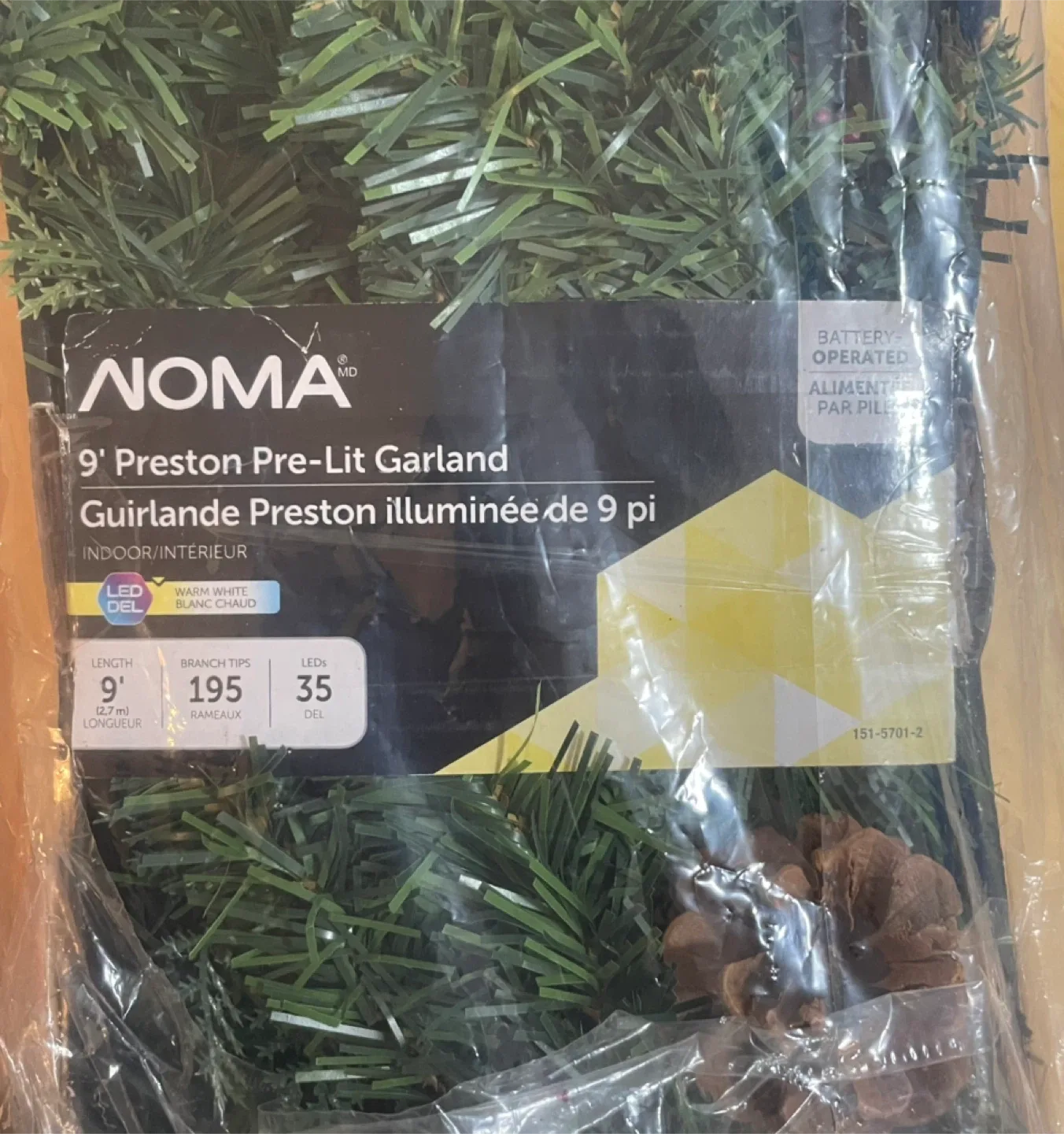 NOMA 9' Preston Pre-Lit Garland - New in Package! image indicator(10)