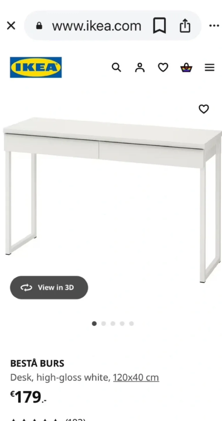 IKEA BESTÅ BURS Desk, High-Gloss White, 120x40 cm image indicator(2)