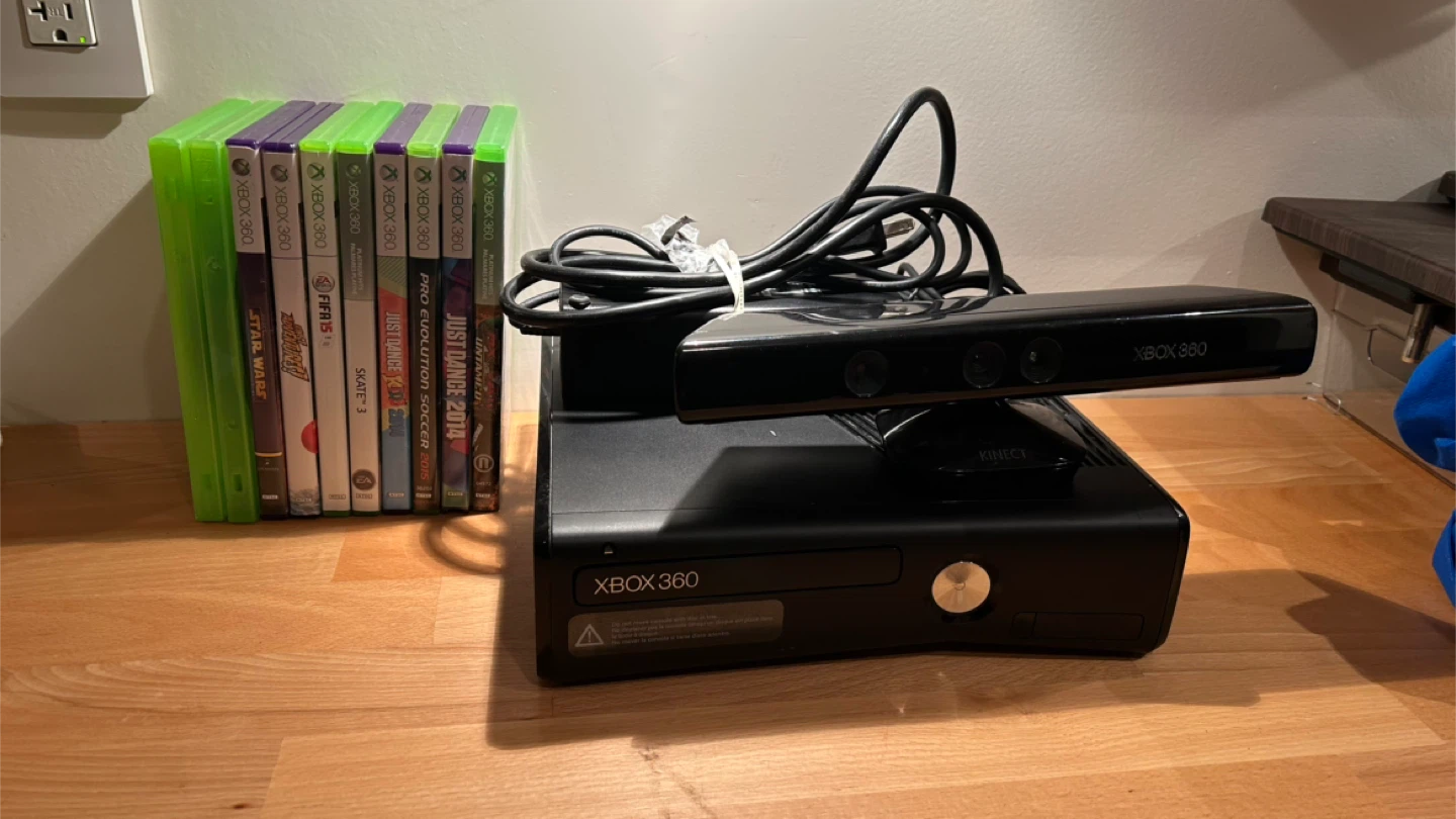 Xbox 360 Console with Kinect and Games