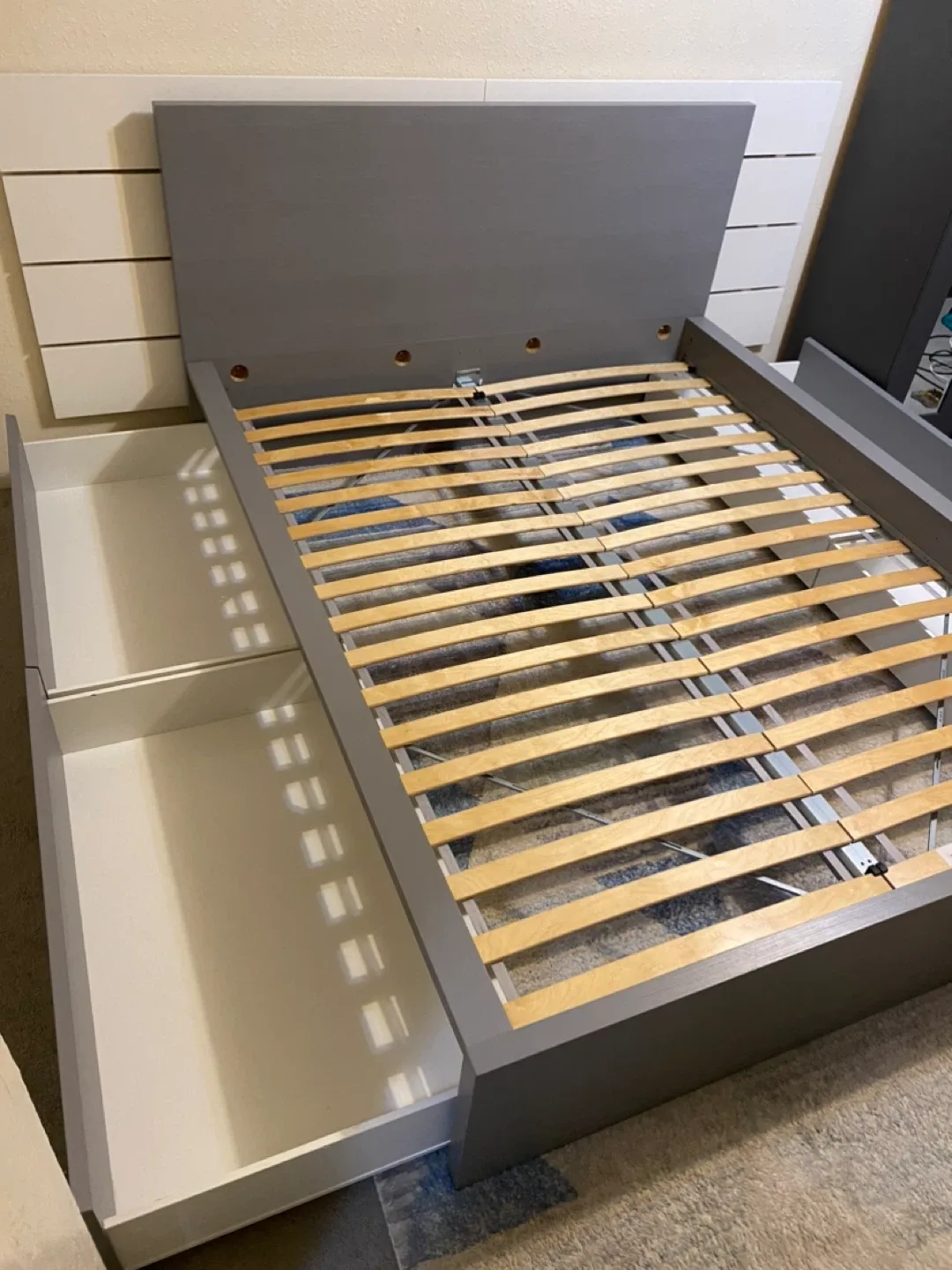 Queen MALM Bed Frame with 4 Storage drawers . image indicator(7)