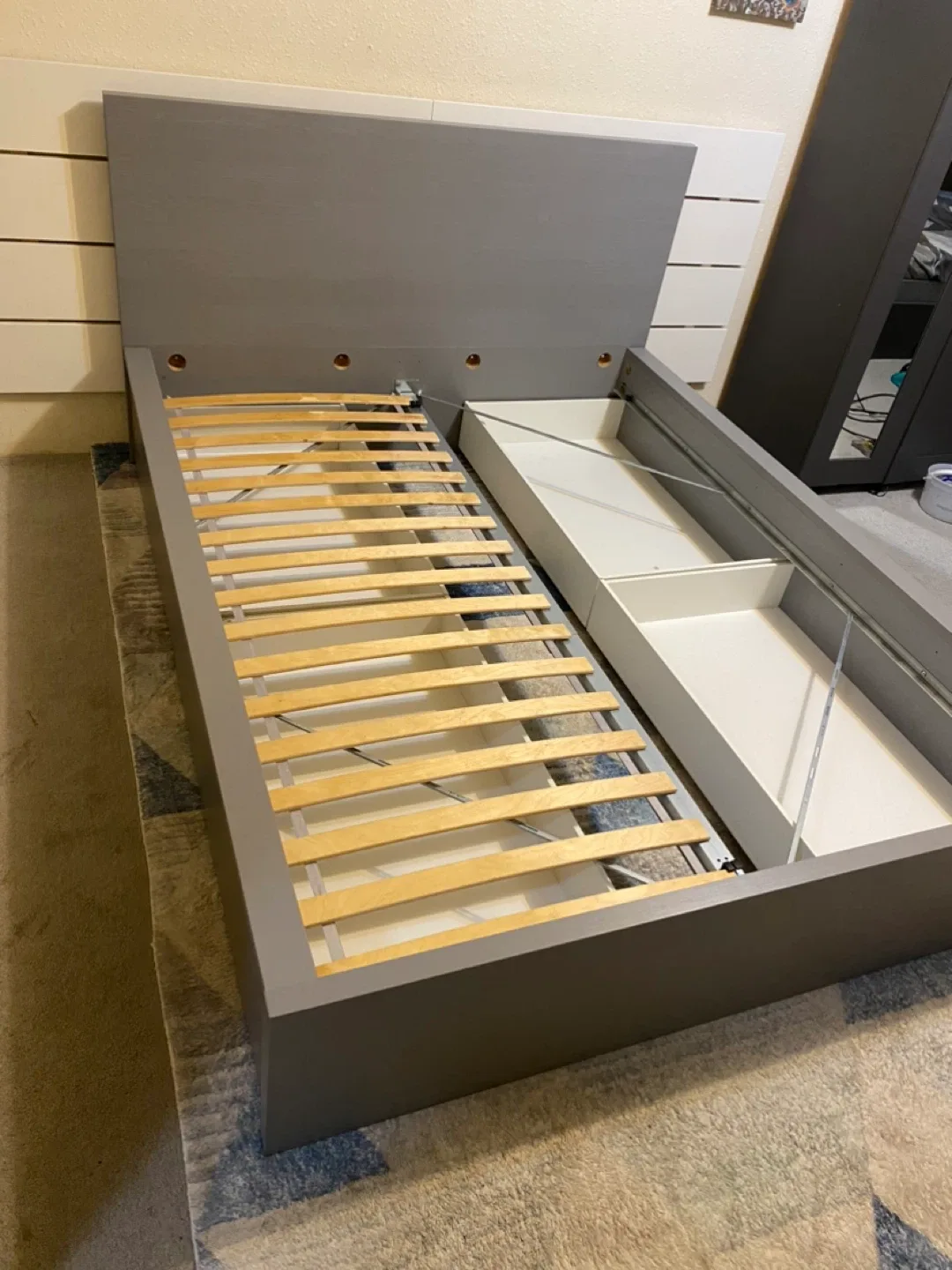 Queen MALM Bed Frame with 4 Storage drawers . image indicator(4)