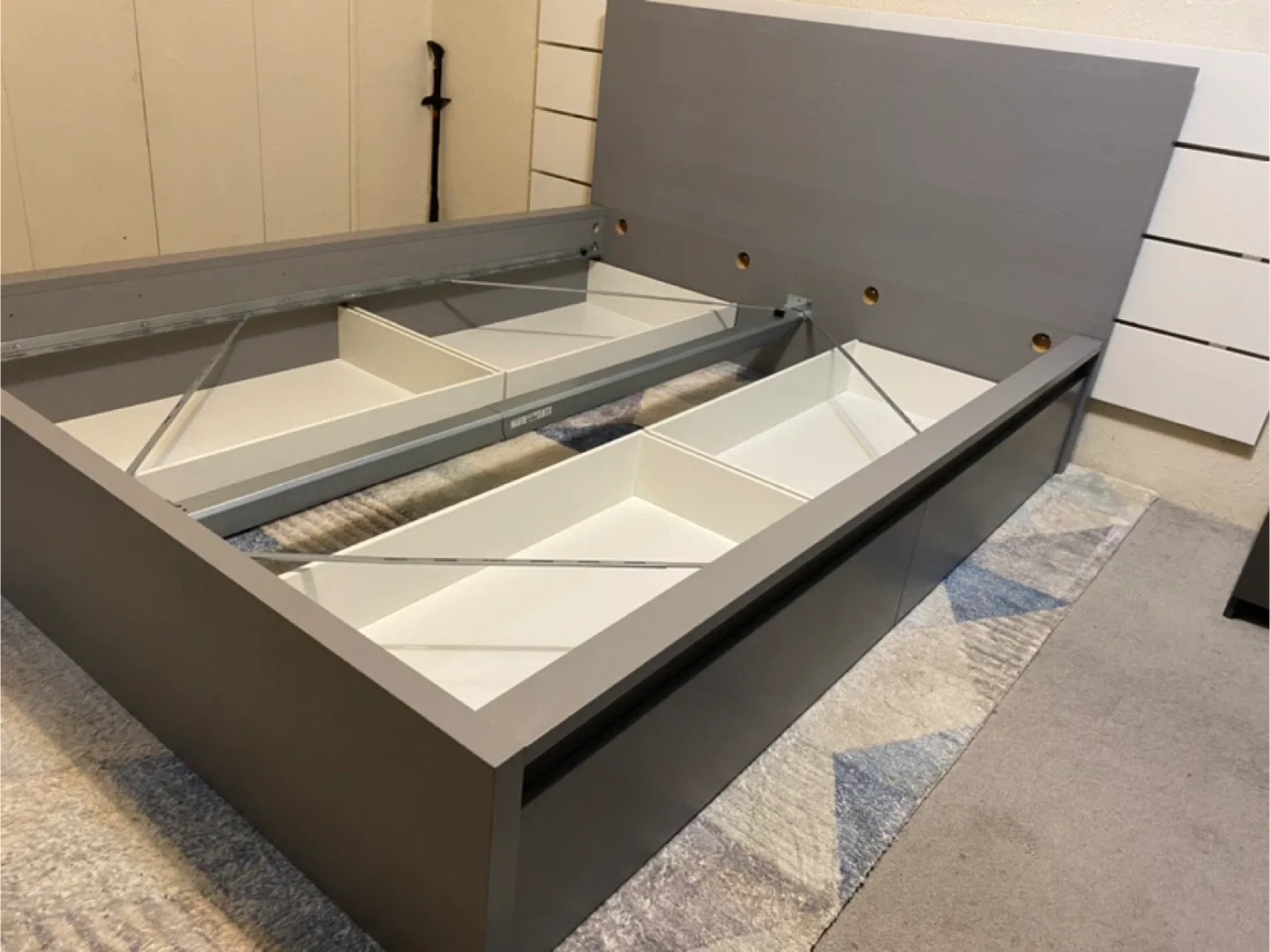 Queen MALM Bed Frame with 4 Storage drawers . image indicator(3)