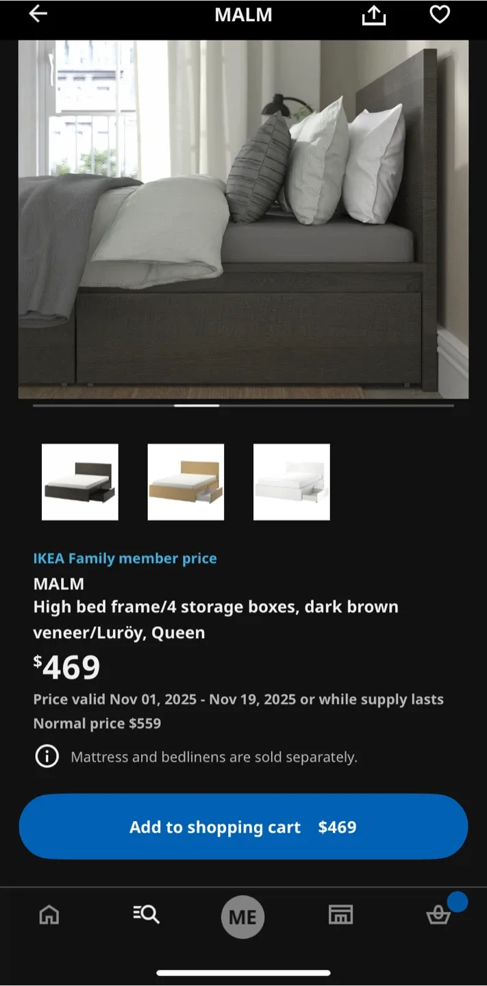 Queen MALM Bed Frame with 4 Storage drawers . image indicator(8)