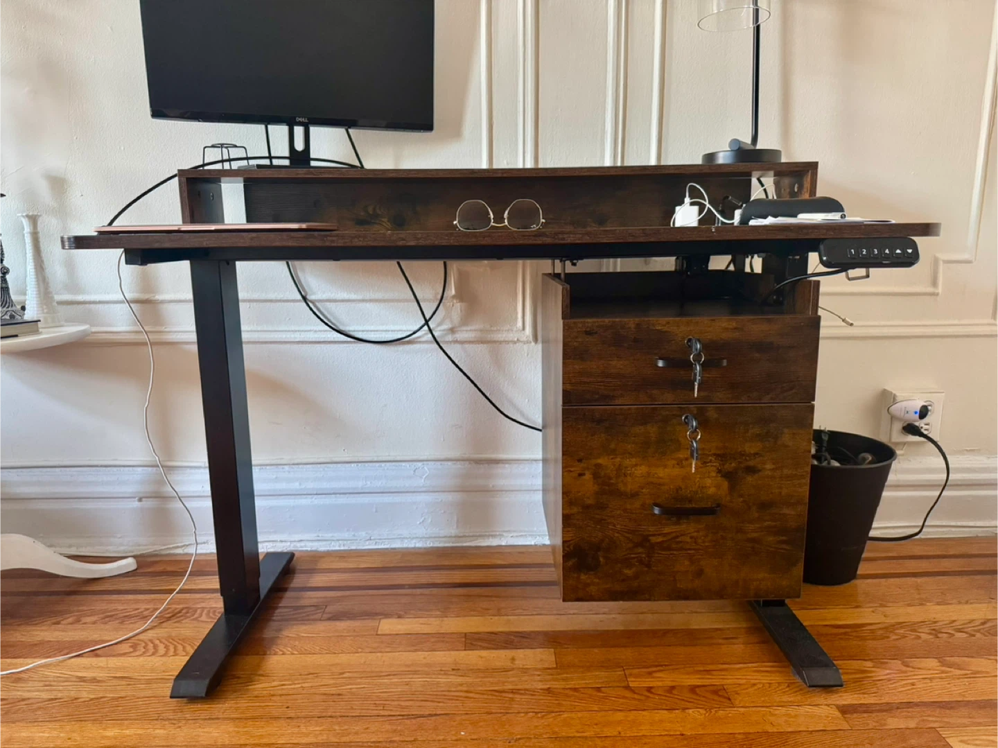 Rustic Brown Standing Desk with Drawers - photo 2