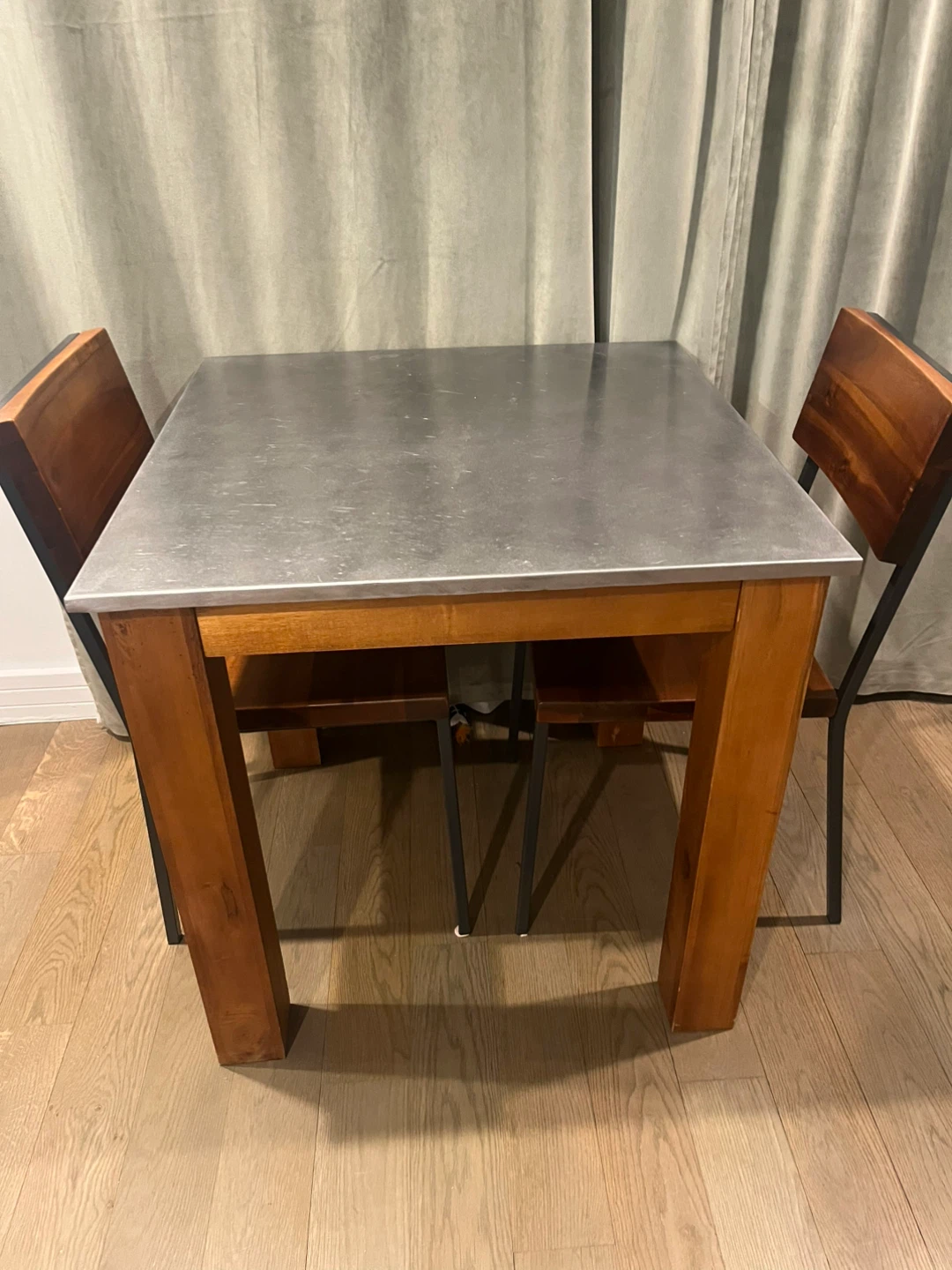 West Elm Wooden Dining Table with 2 Chairs - photo 2