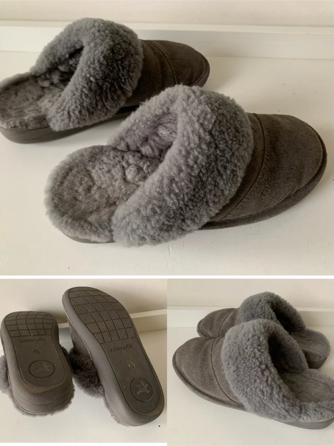 Nüuknuük Grey Slippers Size 6