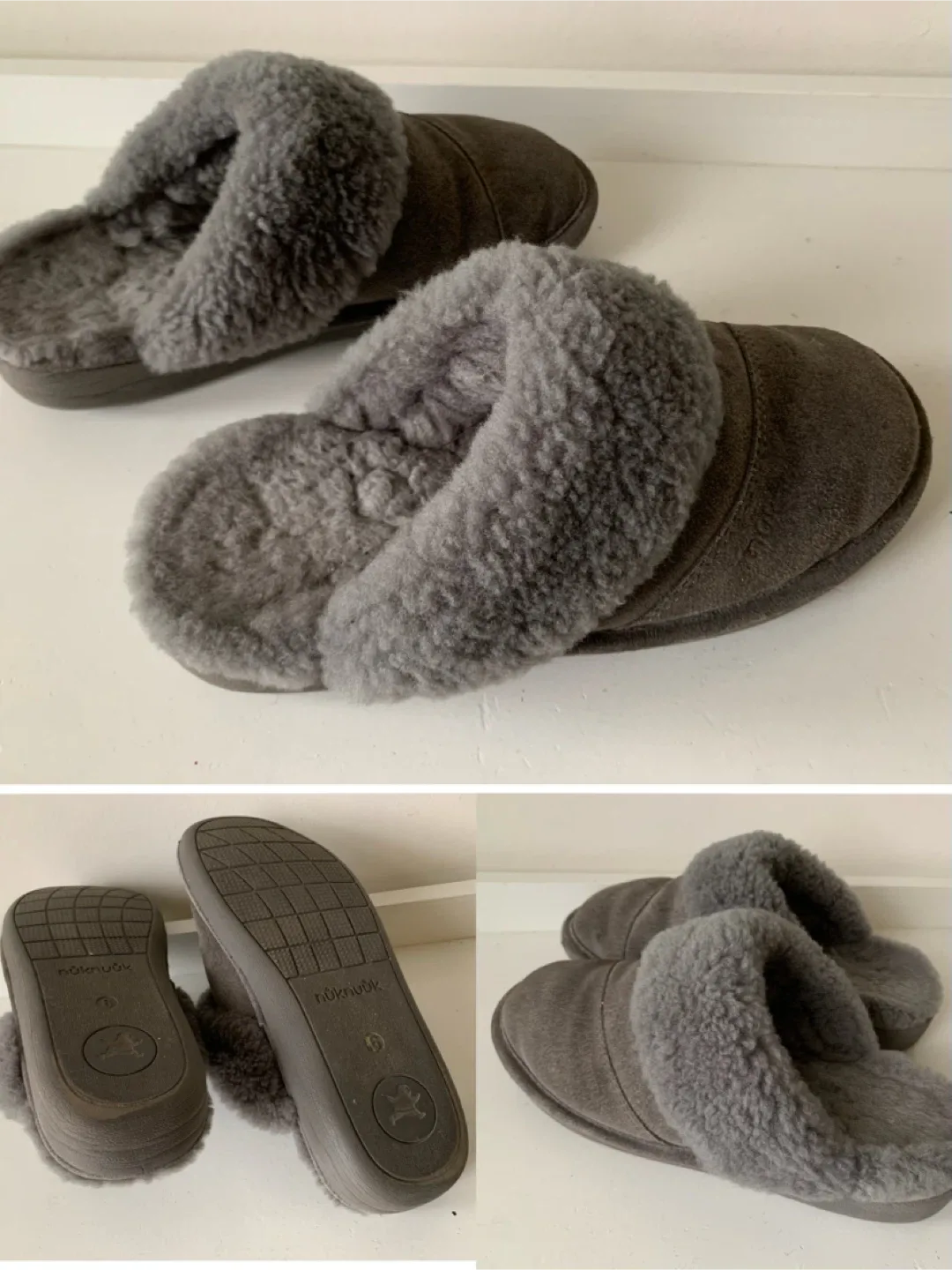 Nüuknuük Grey Slippers Size 6 thumbnail
