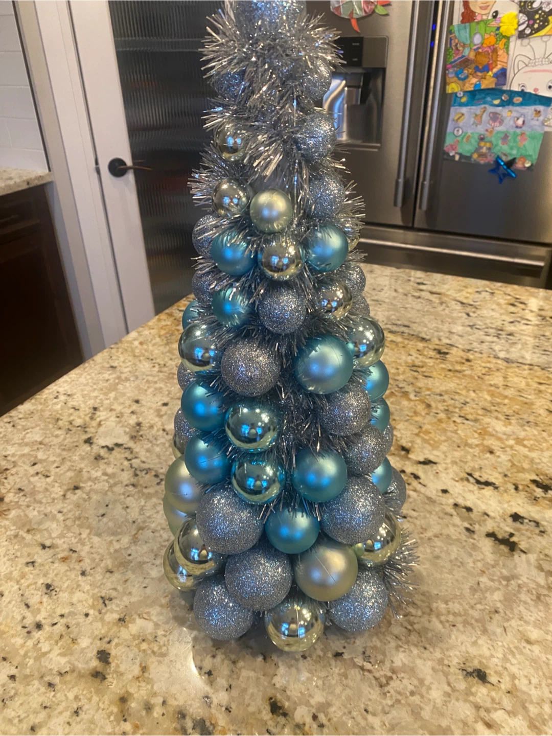Christmas Tree Ornament - Silver & Blue