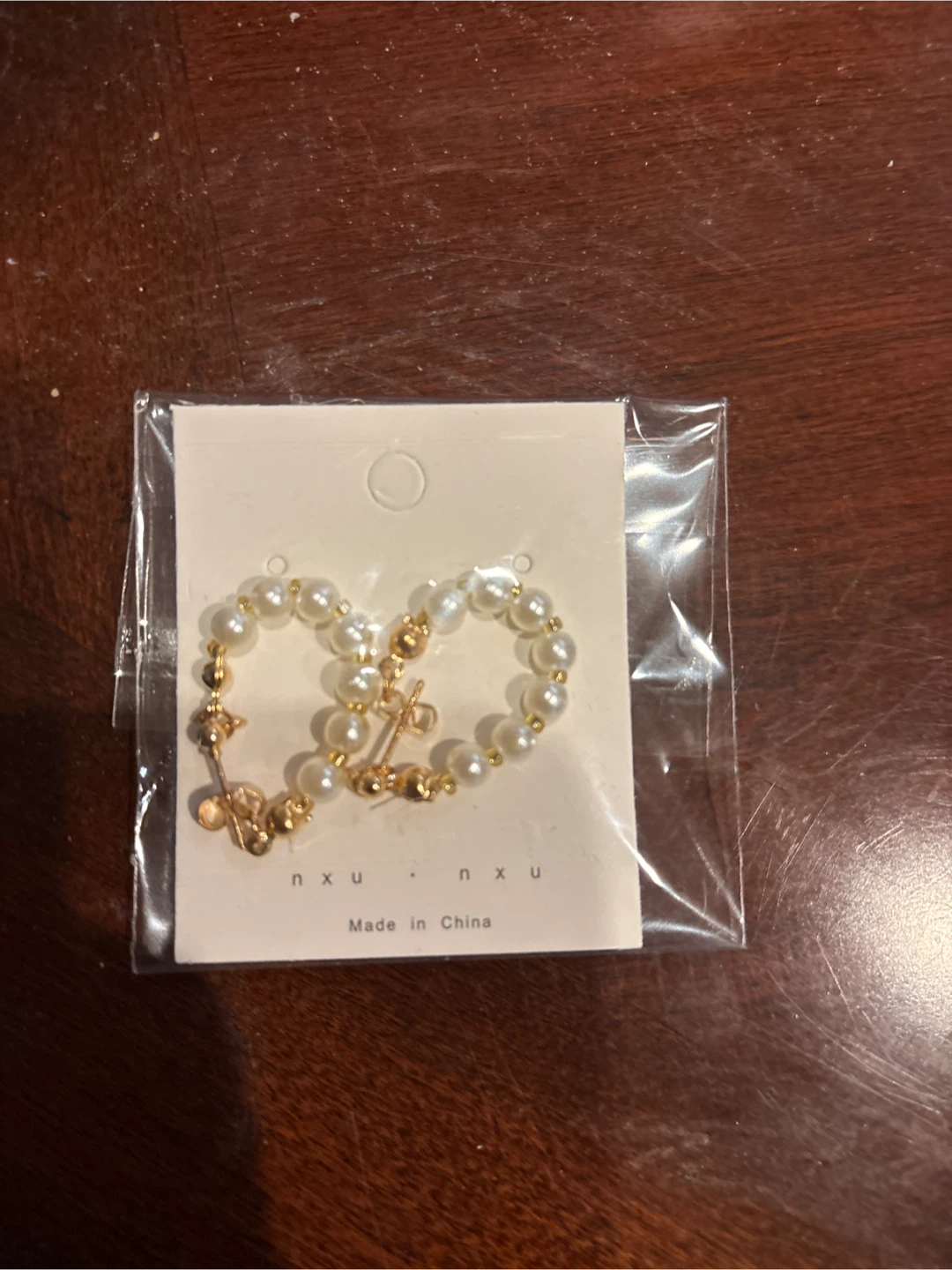 Pearl Hoop Earrings - New in Package