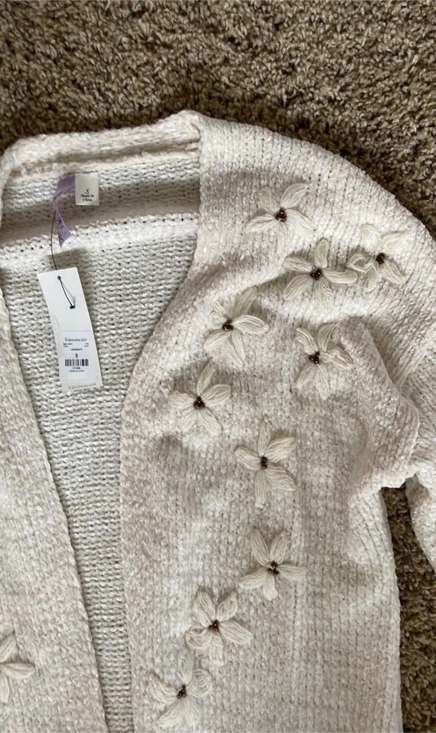 *NWT Francesca's Ivory Floral Cardigan - Size S - photo 5