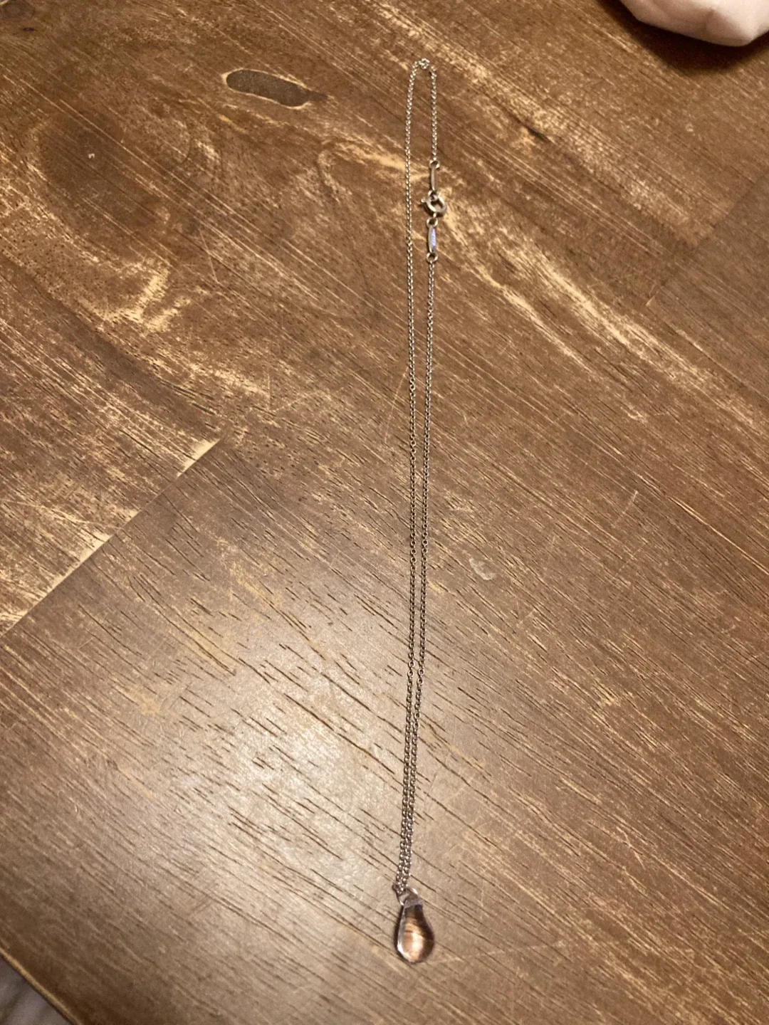 Tiffany&Co Peretti Silver Chain and Crystal Bean Pendant