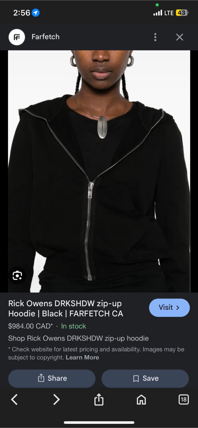 Rick Owens DRKSHDW Black Zip-Up Hoodie - Size M - photo 5