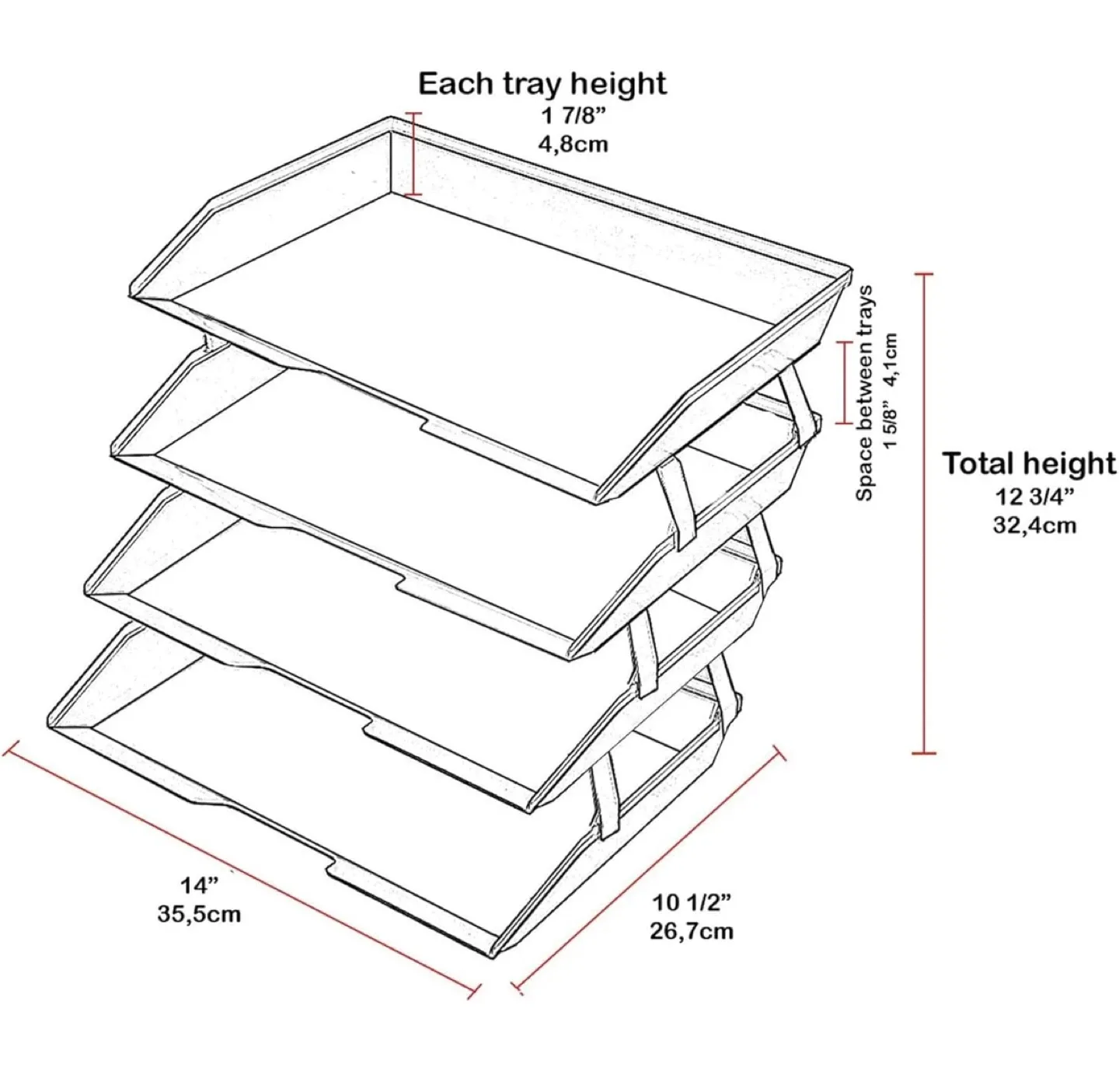 4-Tier Clear Acrylic Desk File Tray Organizer image indicator(2)