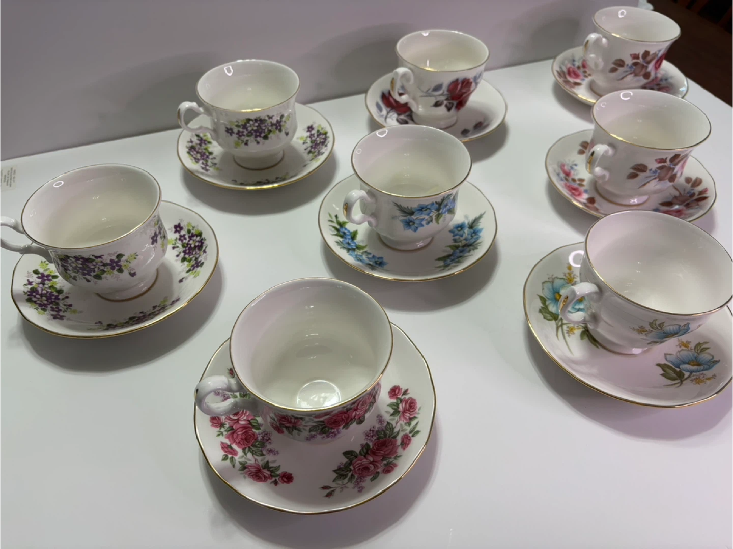 Queen Anne Vintage Floral Tea Cups and Saucers