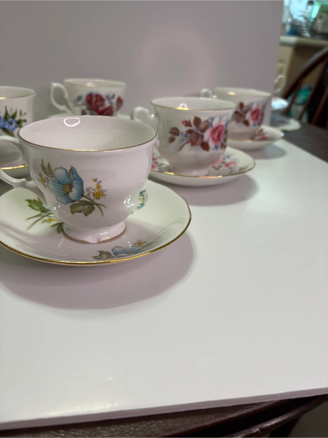 Queen Anne Vintage Floral Tea Cups and Saucers - photo 4