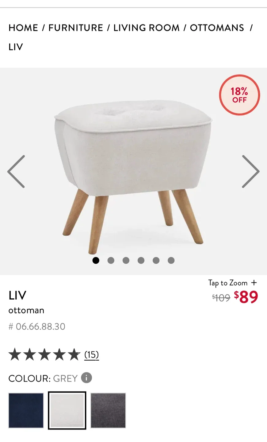 STRUCTUBE LIV Ottoman - Grey image indicator(4)