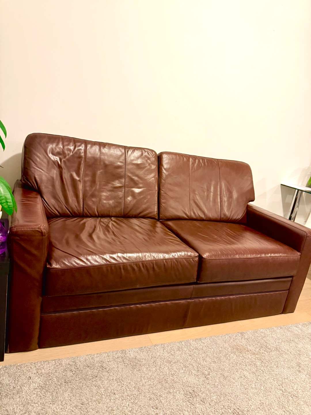 La-Z-Boy Genuine Leather Brown Sofa Bed