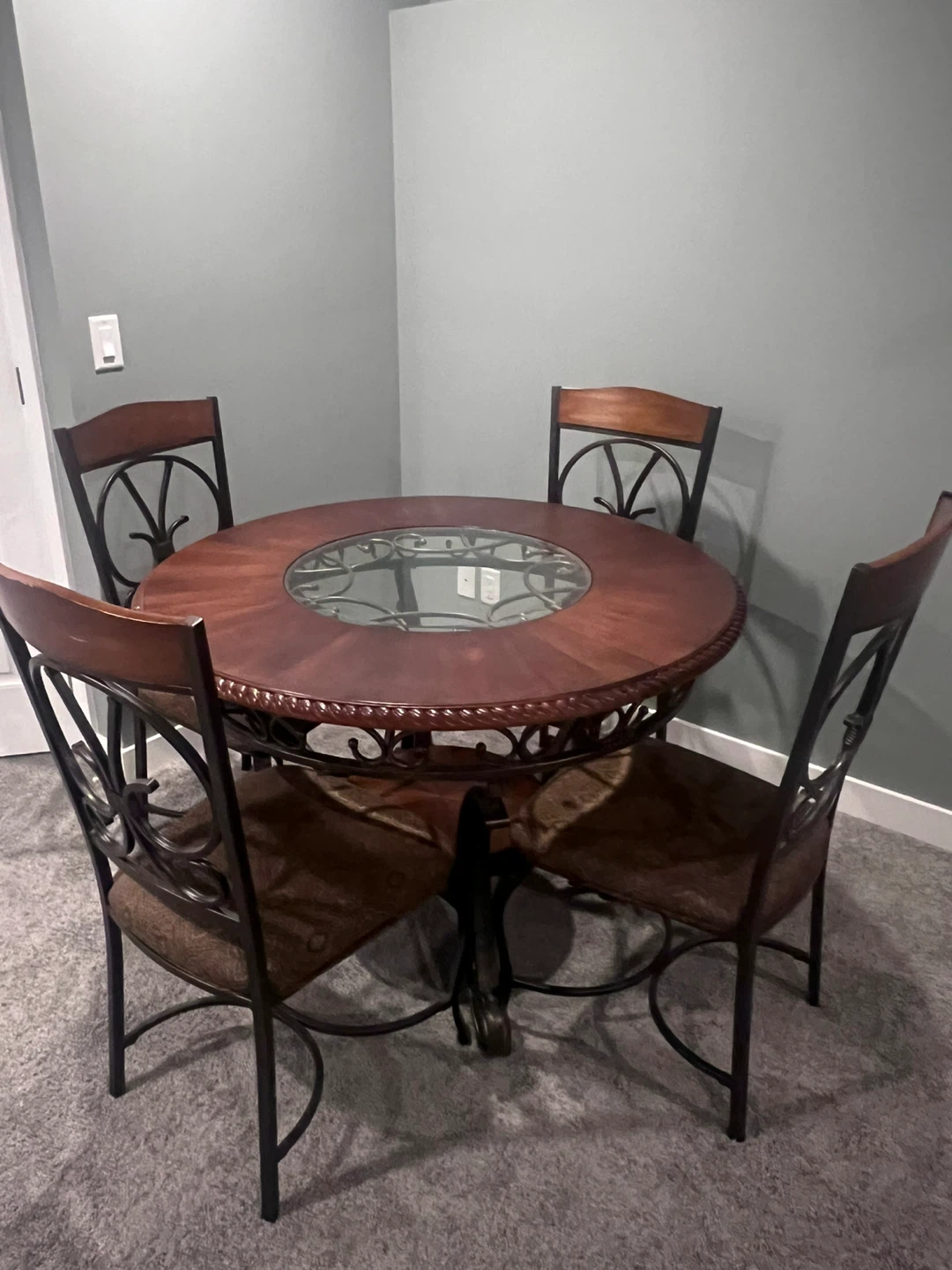 Round Wood Dining Table with 4 Chairs - photo 4