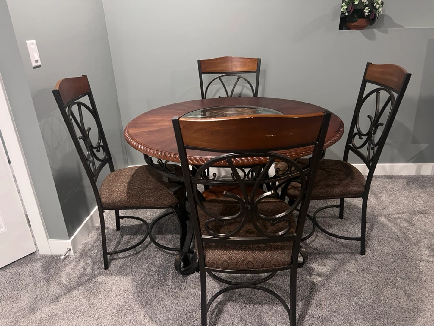Round Wood Dining Table with 4 Chairs - photo 2