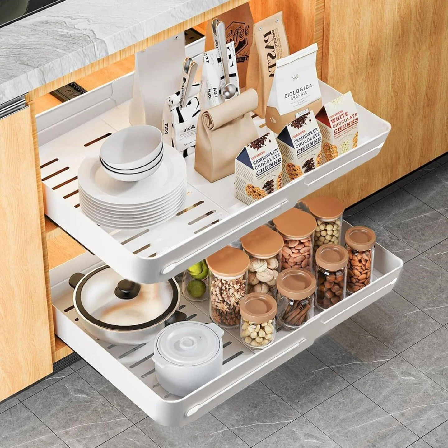 Adjustable Under Sink Organizer Pull Out Drawer
