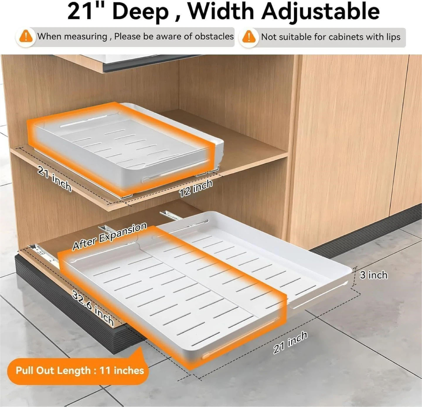 Adjustable Under Sink Organizer Pull Out Drawer - photo 2