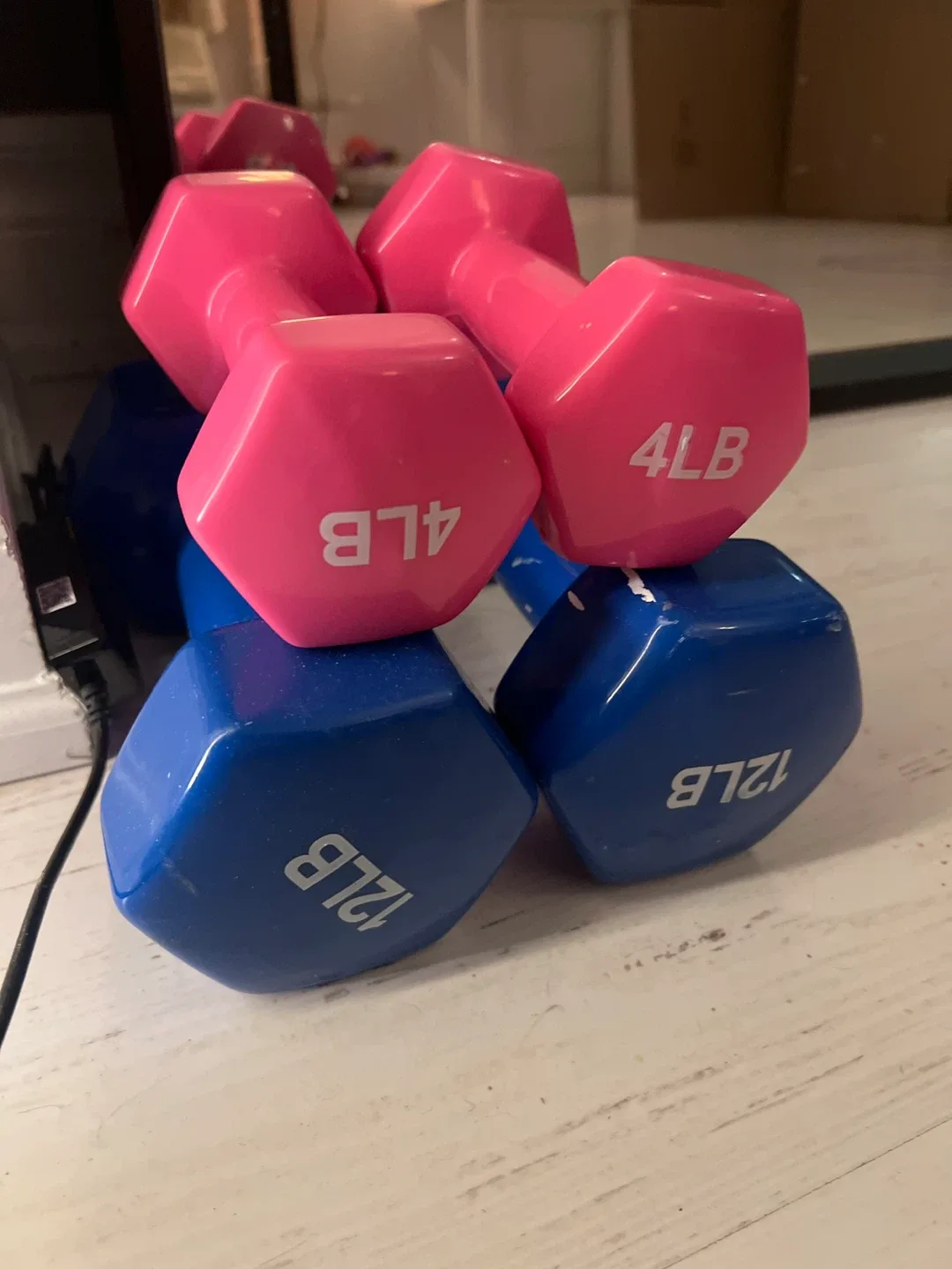 Dumbbell Set - 4lb Pink & 12lb Blue Weights