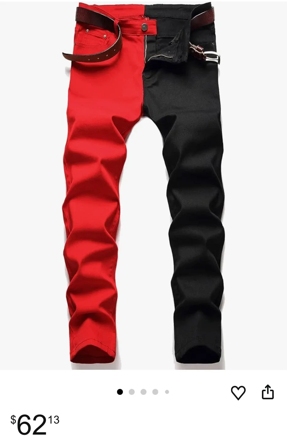 Men’s’ Red & Black Split Jeans image indicator(4)