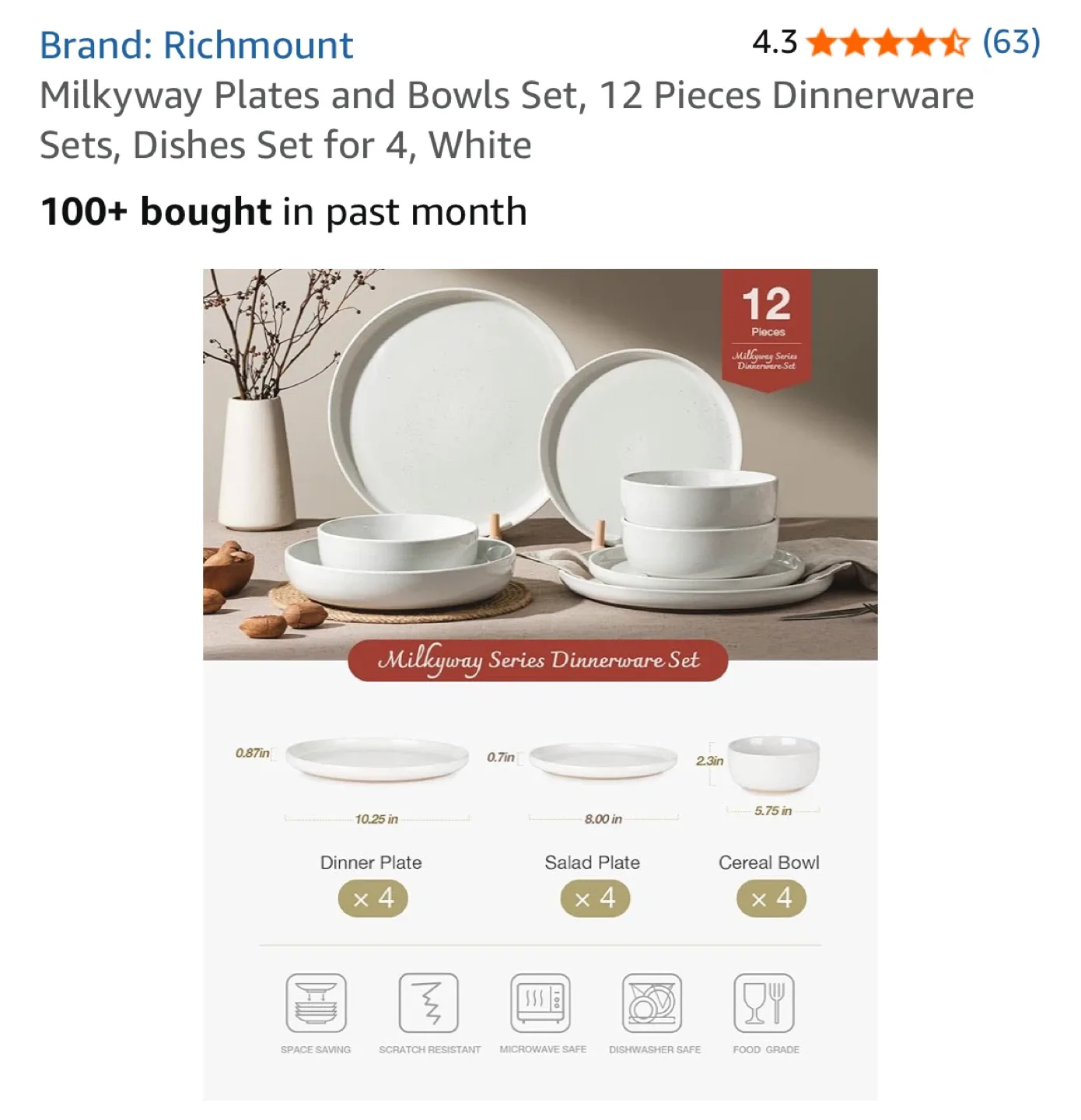 Richmount Milkyway 12-Piece Dinnerware Set image indicator(3)